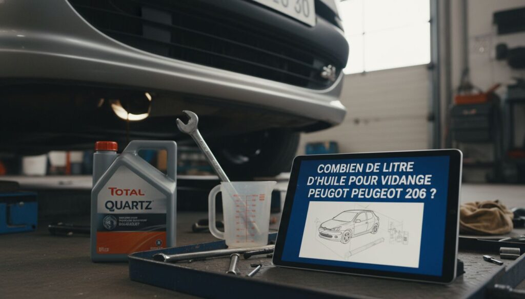 Combien de litre d'hule pour vidange Peugeot 206?