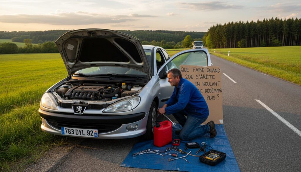 Que faire quand une 206 s'arrête en roulant et ne redemarre plus
