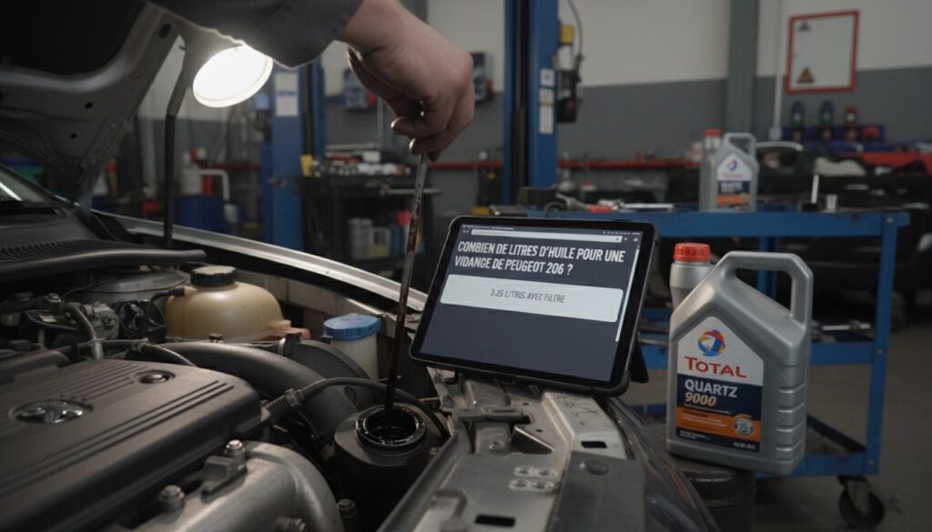 Combien de litres d'huile pour une vidange de peugeot 206