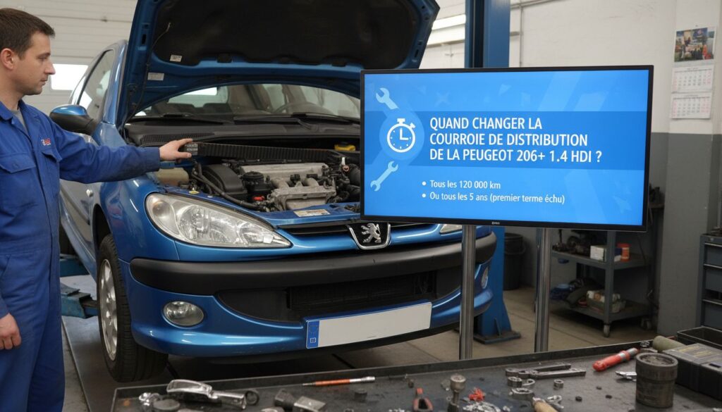 Quand changer la courroie de distribution de la peugeot 206+ 1.4 hdi